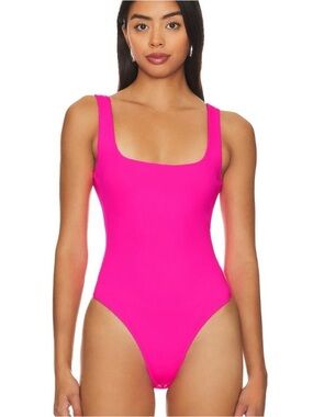 NWOT Good American Scuba Modern Tank Bodysuit In Pink Size M